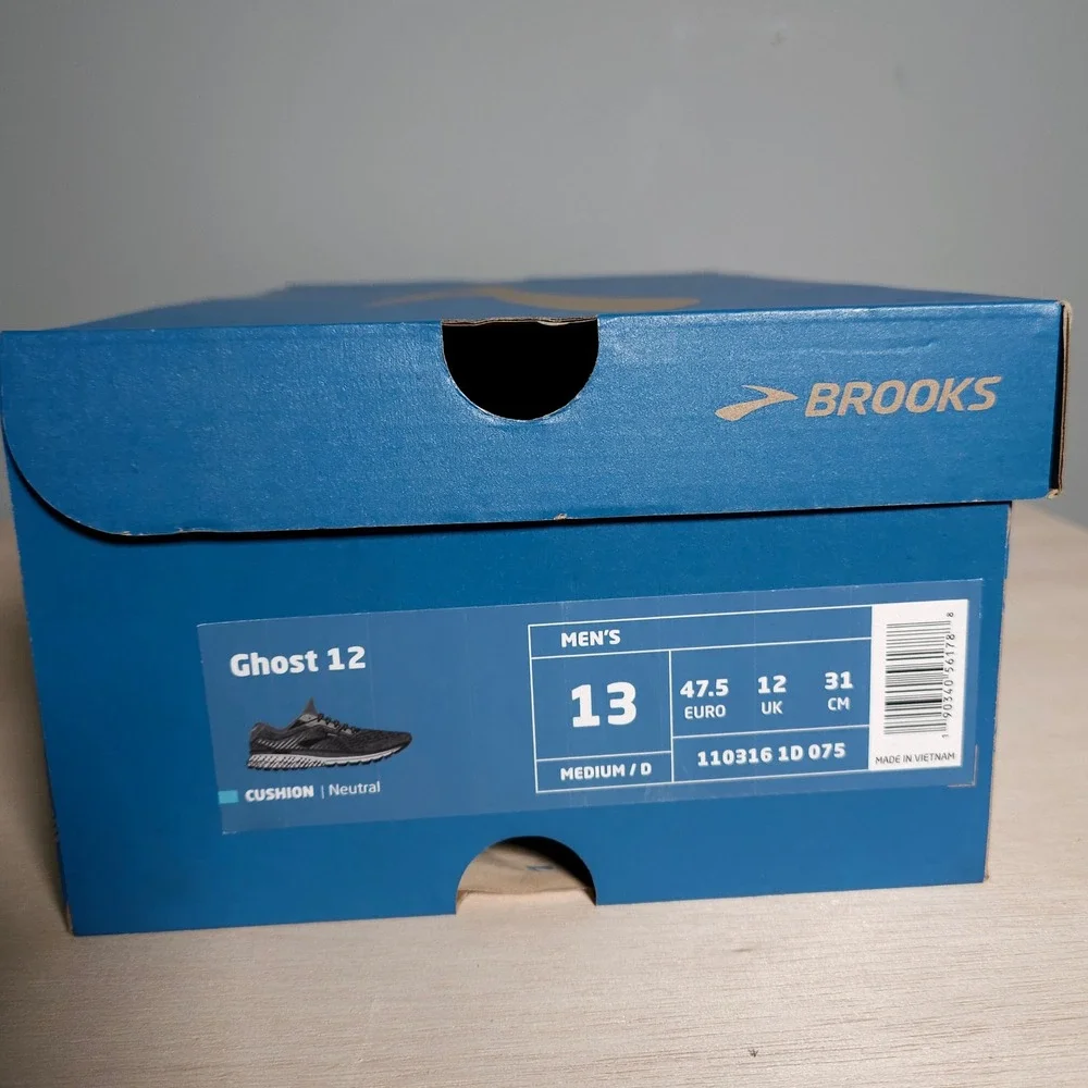 Brooks Ghost 12 Running Shoes Mens 13 Grey Black Neutral Trainers 1103161D075‎
